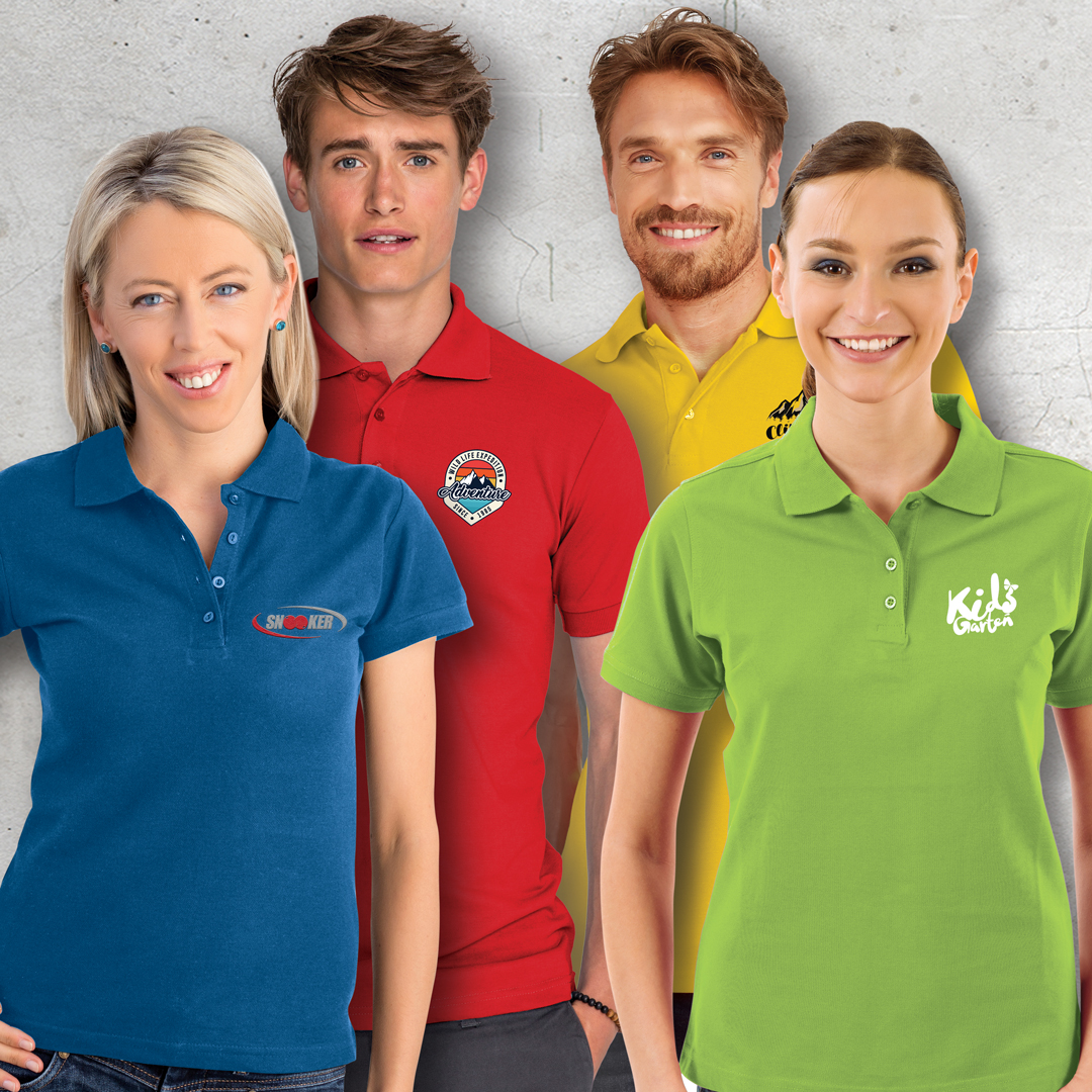 Professional branded polo shirts ideal for uniforms, hospitality and corporate wear